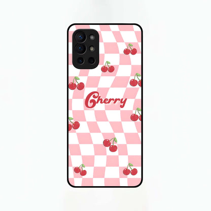  Sweet Cherry Vibes Glass Case For OnePlus 9R back cover – full design glossy printed glass finish