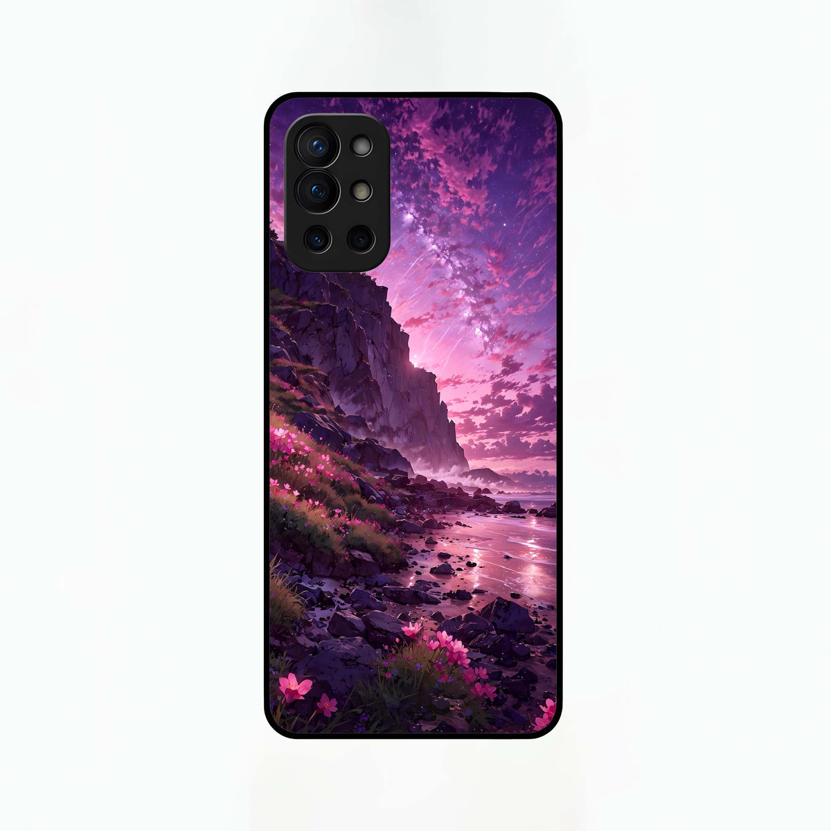  Twilight Blossom Coast Glass Case For OnePlus 9R back cover – full design glossy printed glass finish