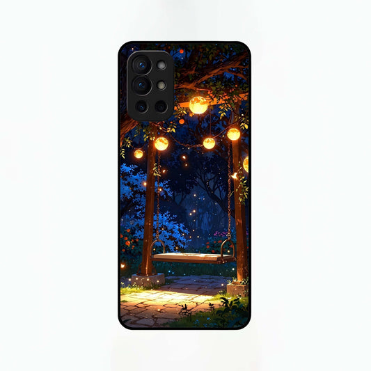  Twilight Garden Swing Glass Case For OnePlus 9R back cover – full design glossy printed glass finish