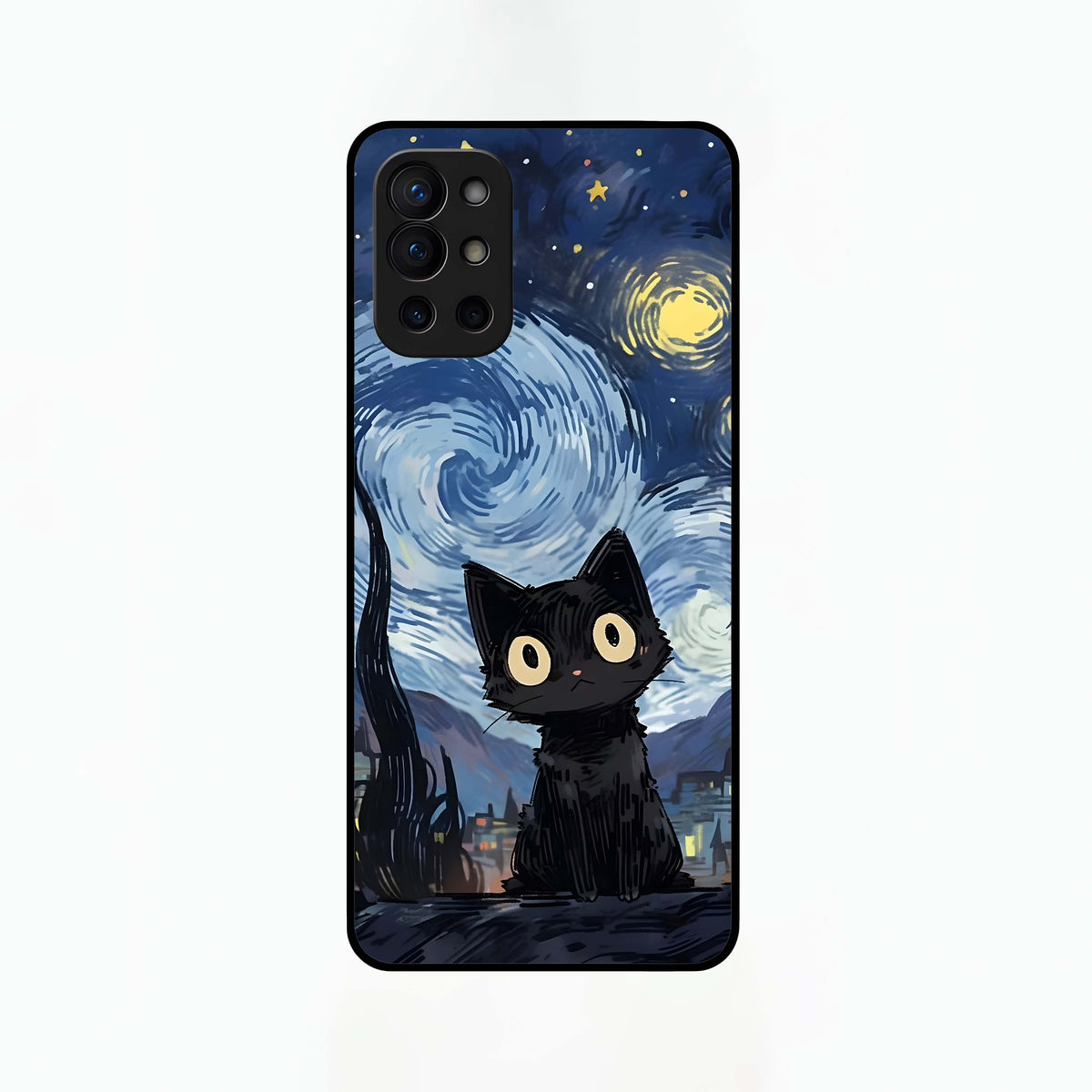  Van Gogh Cat Glass Case For OnePlus 9R back cover – full design glossy printed glass finish