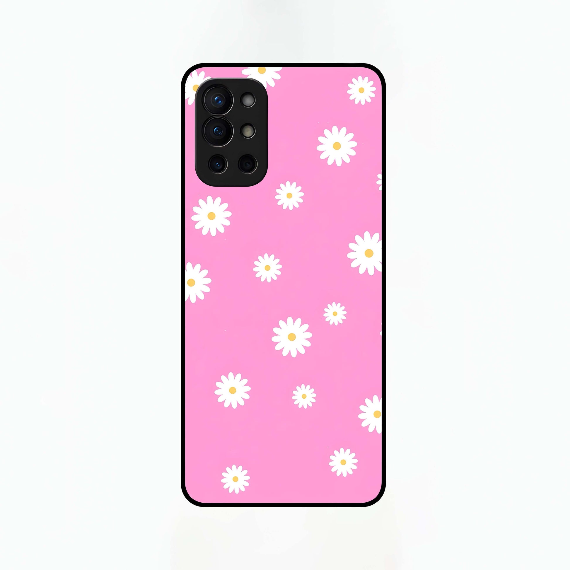 Bubblegum Daisy Pop Glass Case captured at a warm angle highlighting bright pastel tones, gloss, and edge clarity.