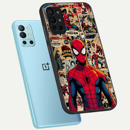  Aesthetic Spider phone case For OnePlus 9R showing premium glass back cover with detailed artwork