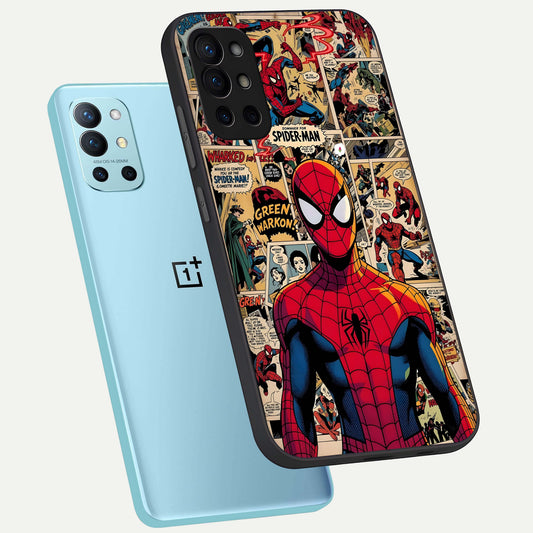  Aesthetic Spider phone case For OnePlus 9R showing premium glass back cover with detailed artwork
