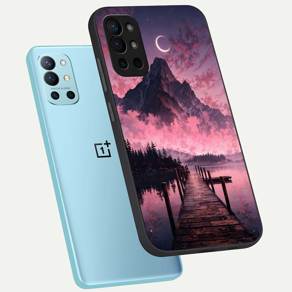 Beautiful Mountain View phone case For OnePlus 9R showing premium glass back cover with detailed artwork