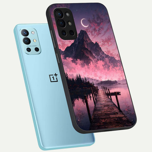  Beautiful Mountain View phone case For OnePlus 9R showing premium glass back cover with detailed artwork