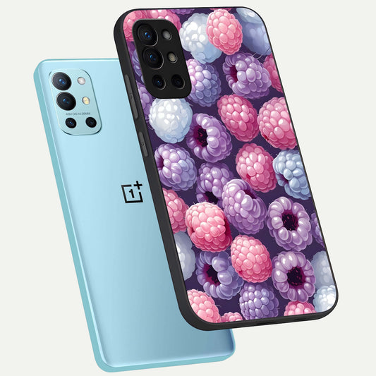  Berry Candy Pop phone case For OnePlus 9R showing premium glass back cover with detailed artwork
