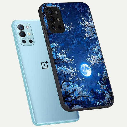  Blossom Moonlight Sky phone case For OnePlus 9R showing premium glass back cover with detailed artwork