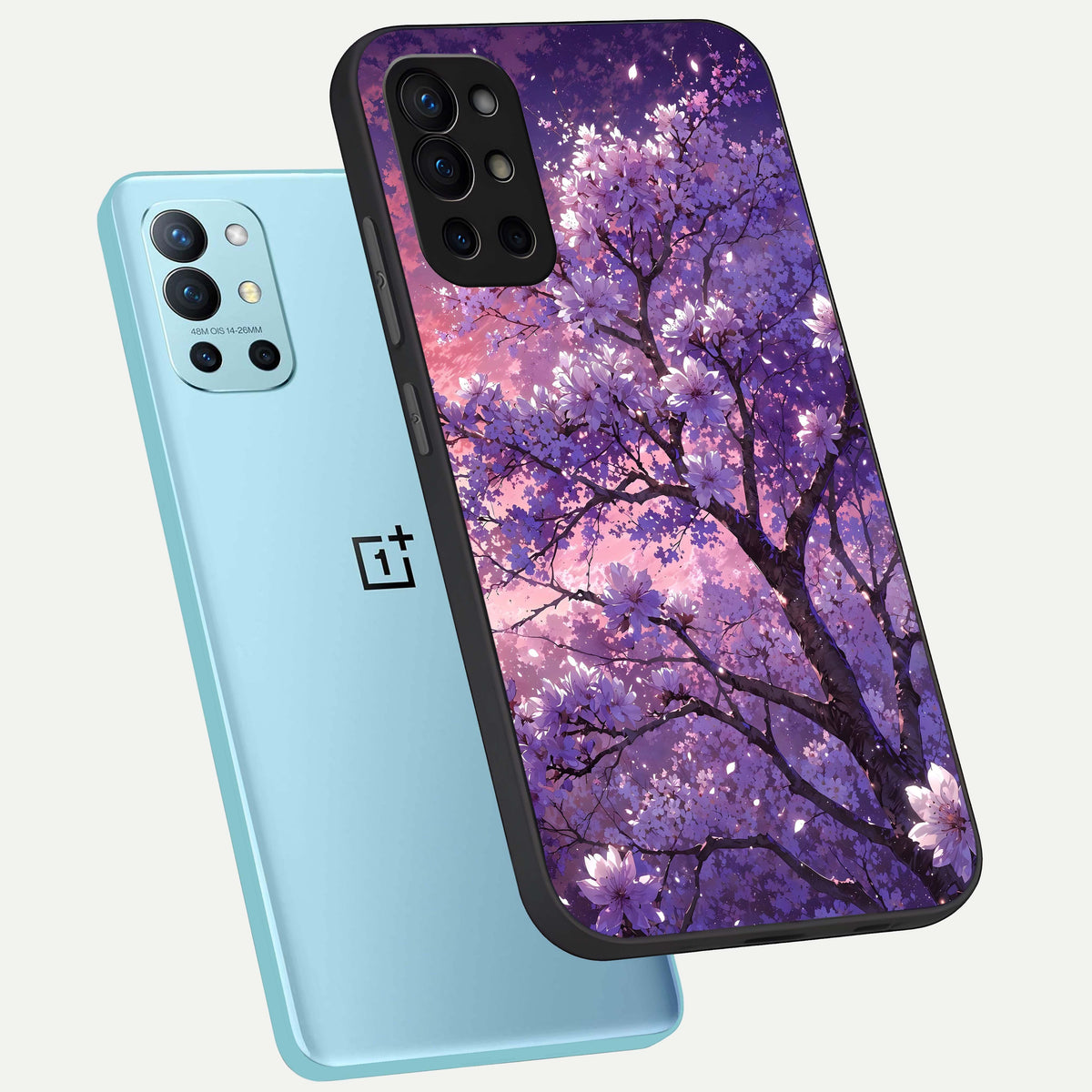  Blossom Tree phone case For OnePlus 9R showing premium glass back cover with detailed artwork