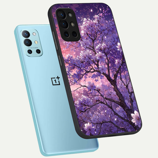  Blossom Tree phone case For OnePlus 9R showing premium glass back cover with detailed artwork