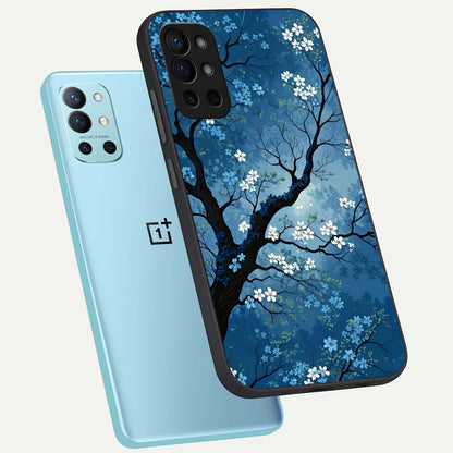  Blue Tree Serenity phone case For OnePlus 9R showing premium glass back cover with detailed artwork