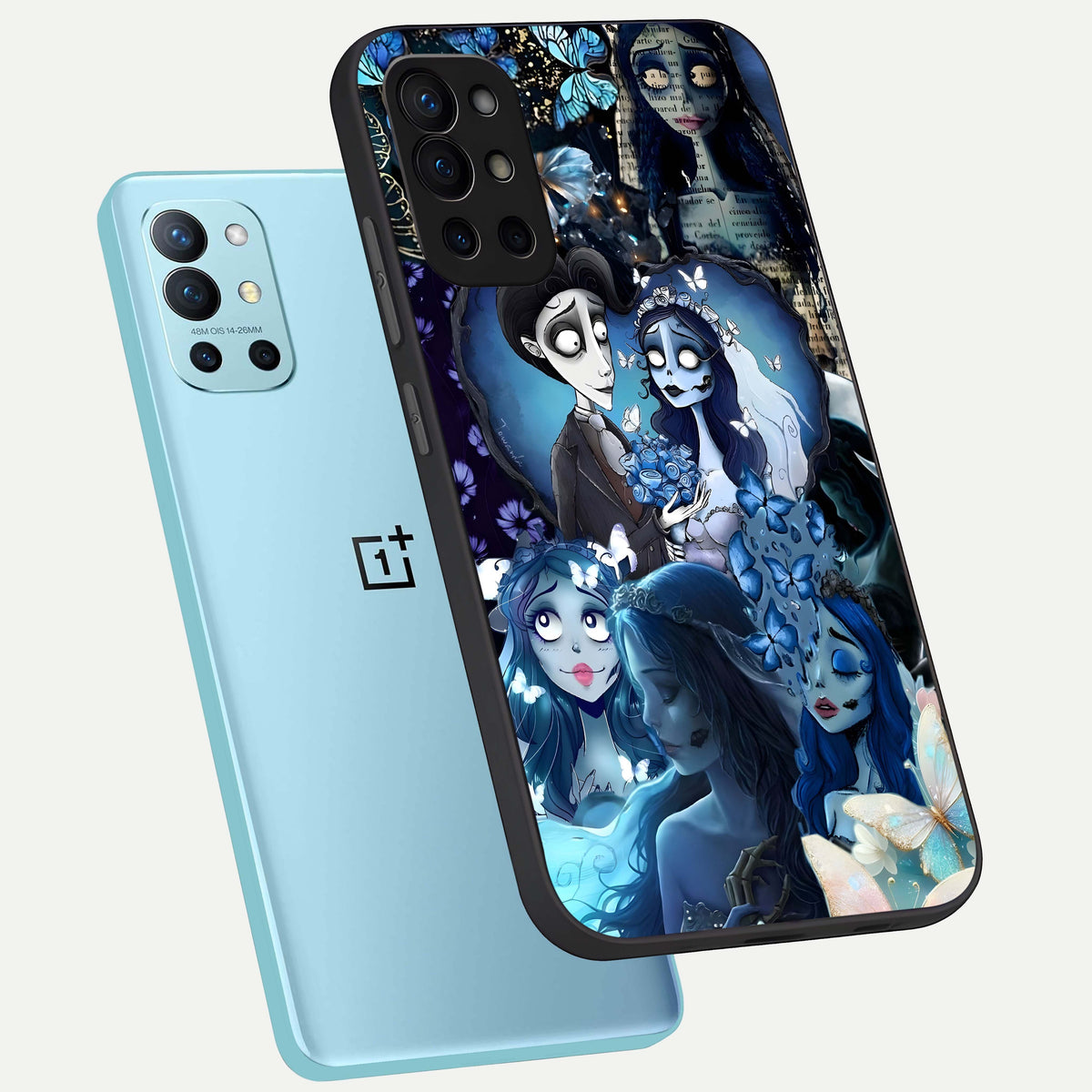  Butterfly Ghost Soul phone case For OnePlus 9R showing premium glass back cover with detailed artwork