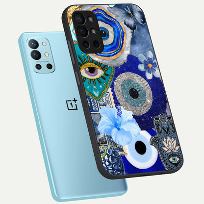  Celestial Blue Vision phone case For OnePlus 9R showing premium glass back cover with detailed artwork