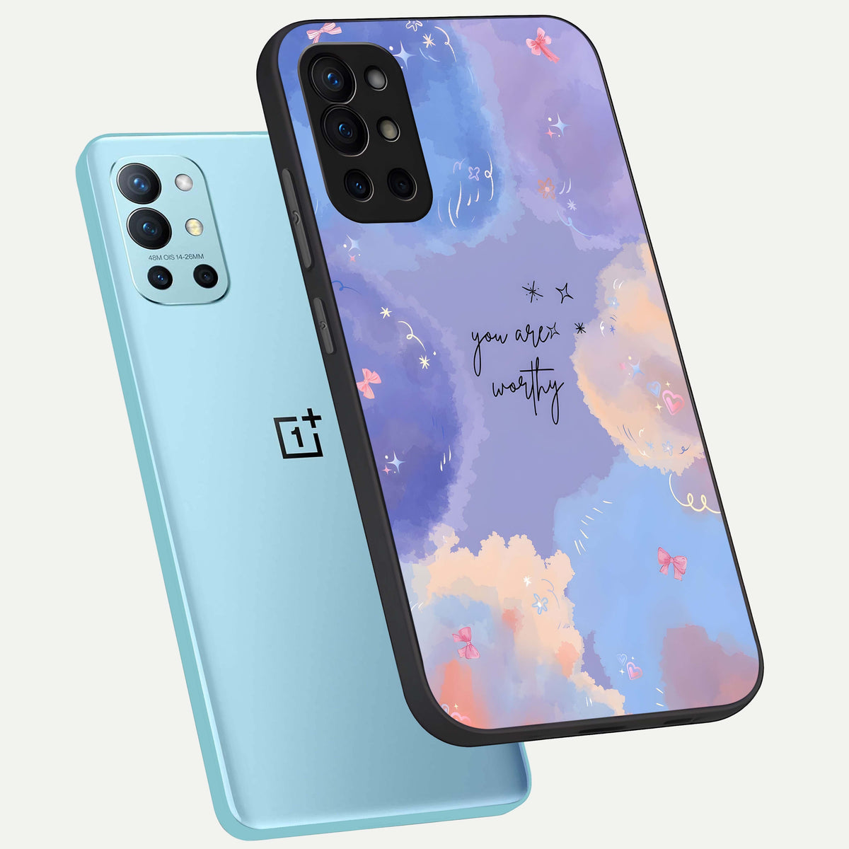  Celestial Cloud Magic phone case For OnePlus 9R showing premium glass back cover with detailed artwork