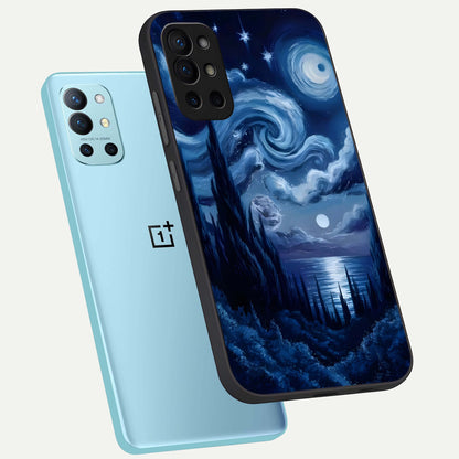  Celestial Dream Van Gogh phone case For OnePlus 9R showing premium glass back cover with detailed artwork