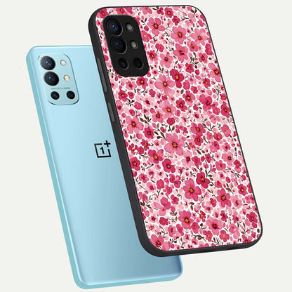  Cherry Blossom Charm phone case For OnePlus 9R showing premium glass back cover with detailed artwork