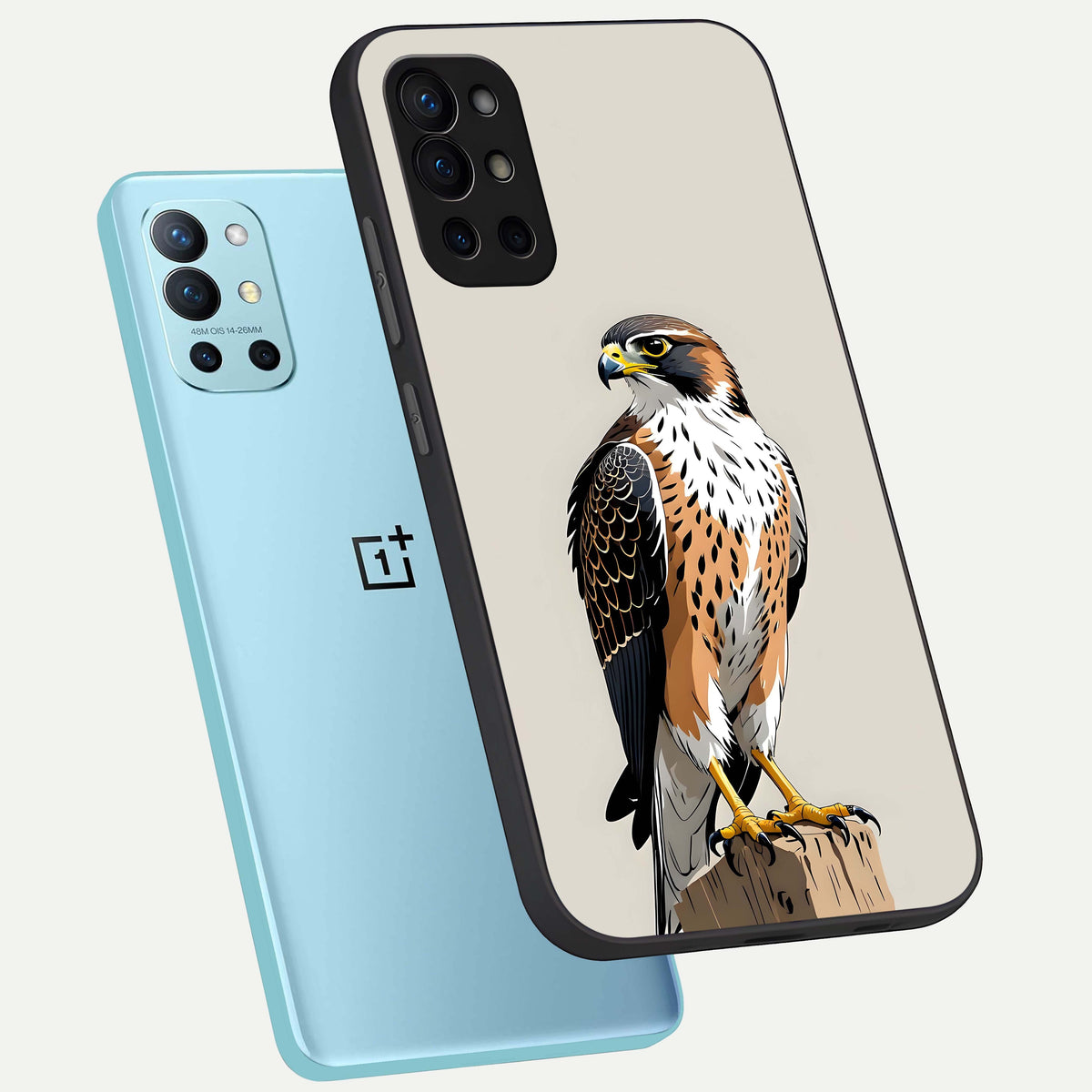  Clever Eagle phone case For OnePlus 9R showing premium glass back cover with detailed artwork