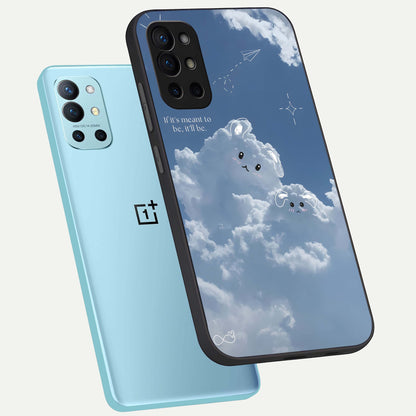  Cloud Bunny Dreams phone case For OnePlus 9R showing premium glass back cover with detailed artwork
