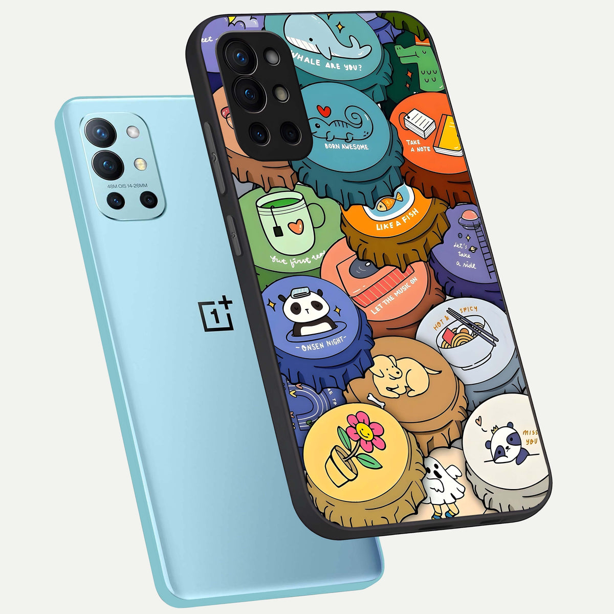  Coins Patterns phone case For OnePlus 9R showing premium glass back cover with detailed artwork