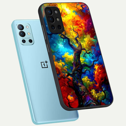  Colorful Soda Bottles phone case For OnePlus 9R showing premium glass back cover with detailed artwork