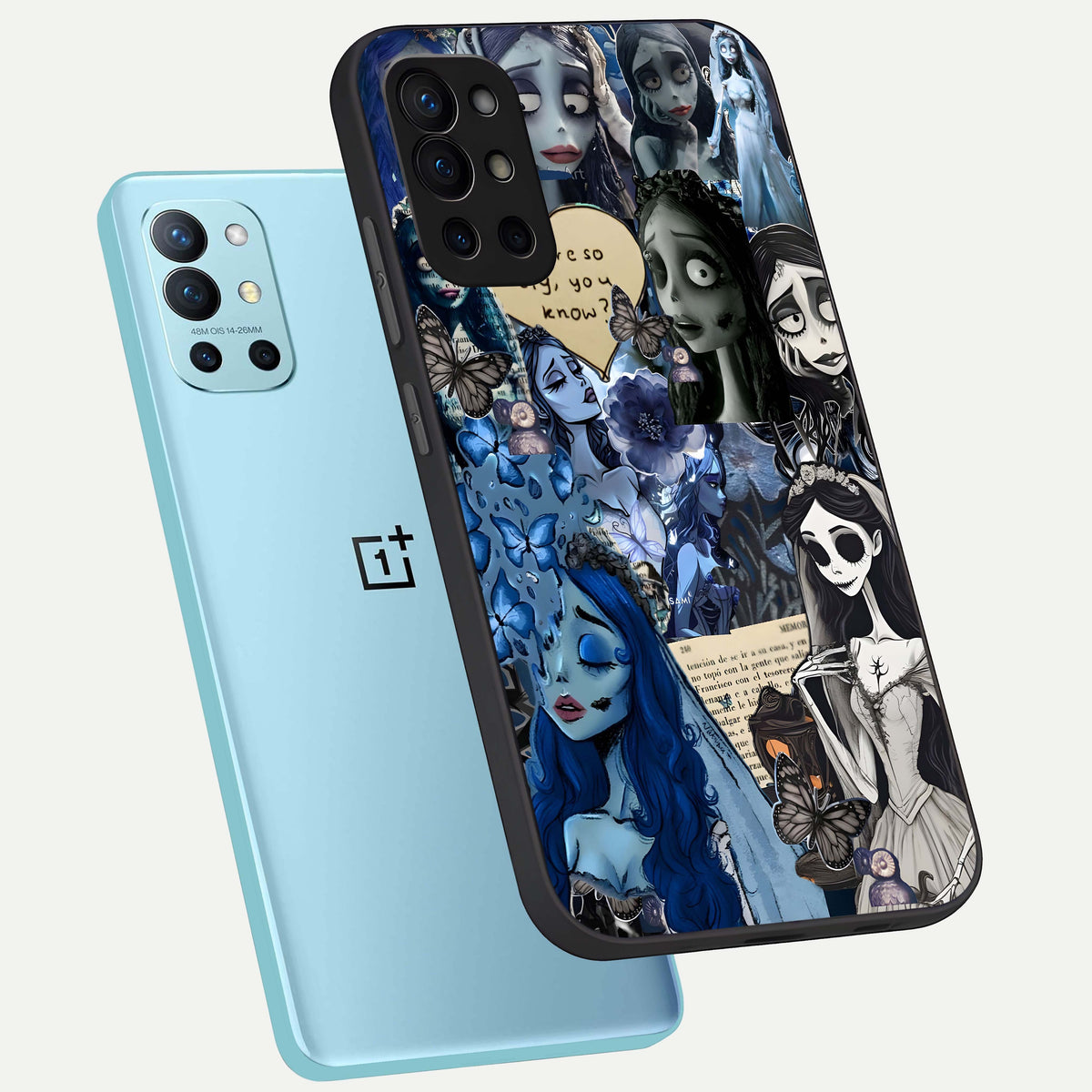  Corpse Bride Posters phone case For OnePlus 9R showing premium glass back cover with detailed artwork