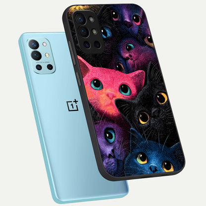  Cosmic Cats Dreams phone case For OnePlus 9R showing premium glass back cover with detailed artwork