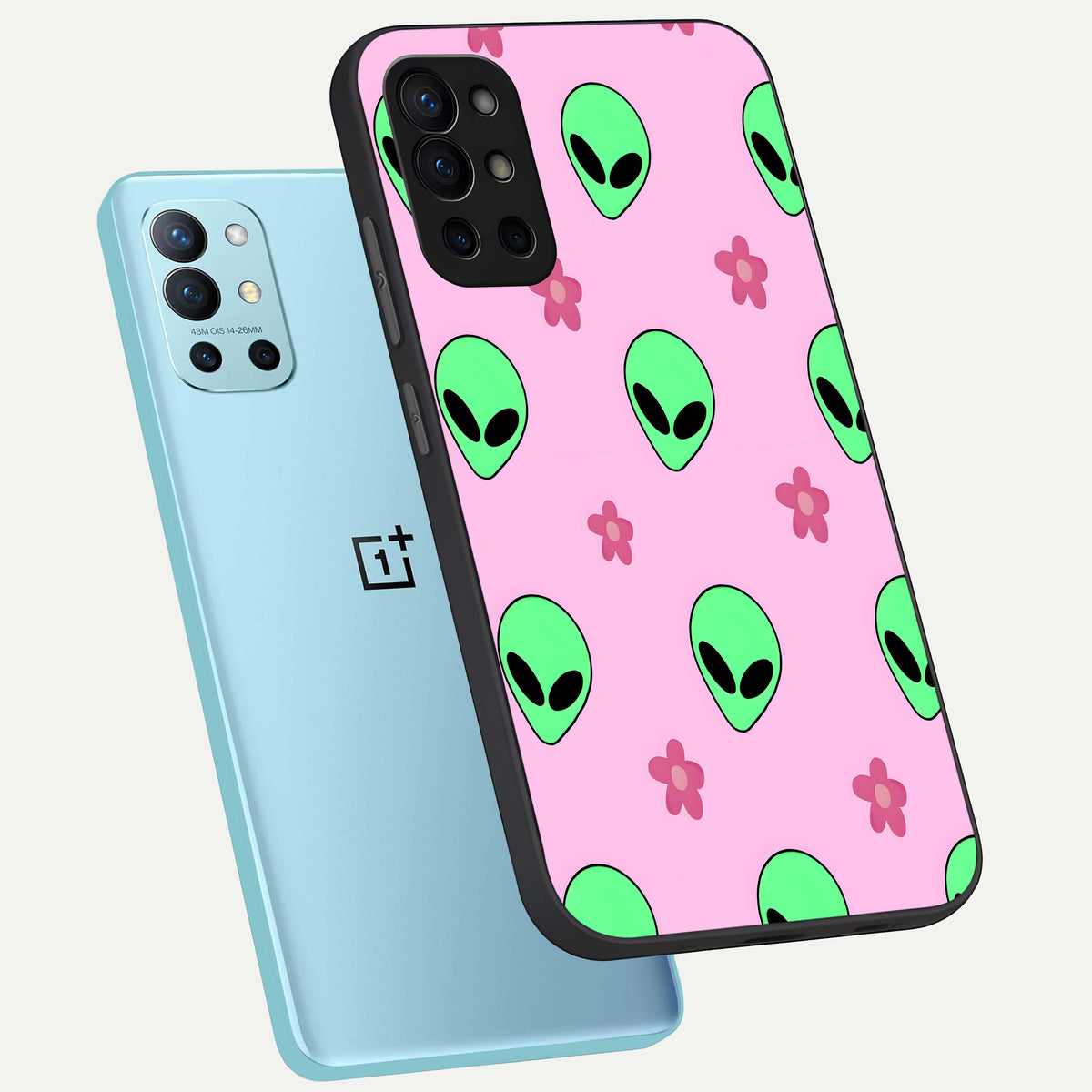 Cosmic Cute Crush phone case For OnePlus 9R showing premium glass back cover with detailed artwork