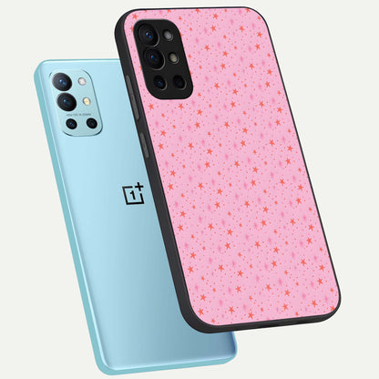  Cosmic Pink Sparkle phone case For OnePlus 9R showing premium glass back cover with detailed artwork