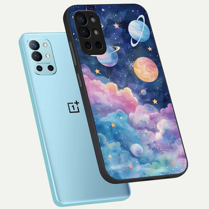  Cosmic Planet Dreams phone case For OnePlus 9R showing premium glass back cover with detailed artwork