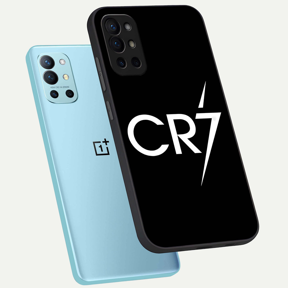  CR7 Elite Strike phone case For OnePlus 9R showing premium glass back cover with detailed artwork
