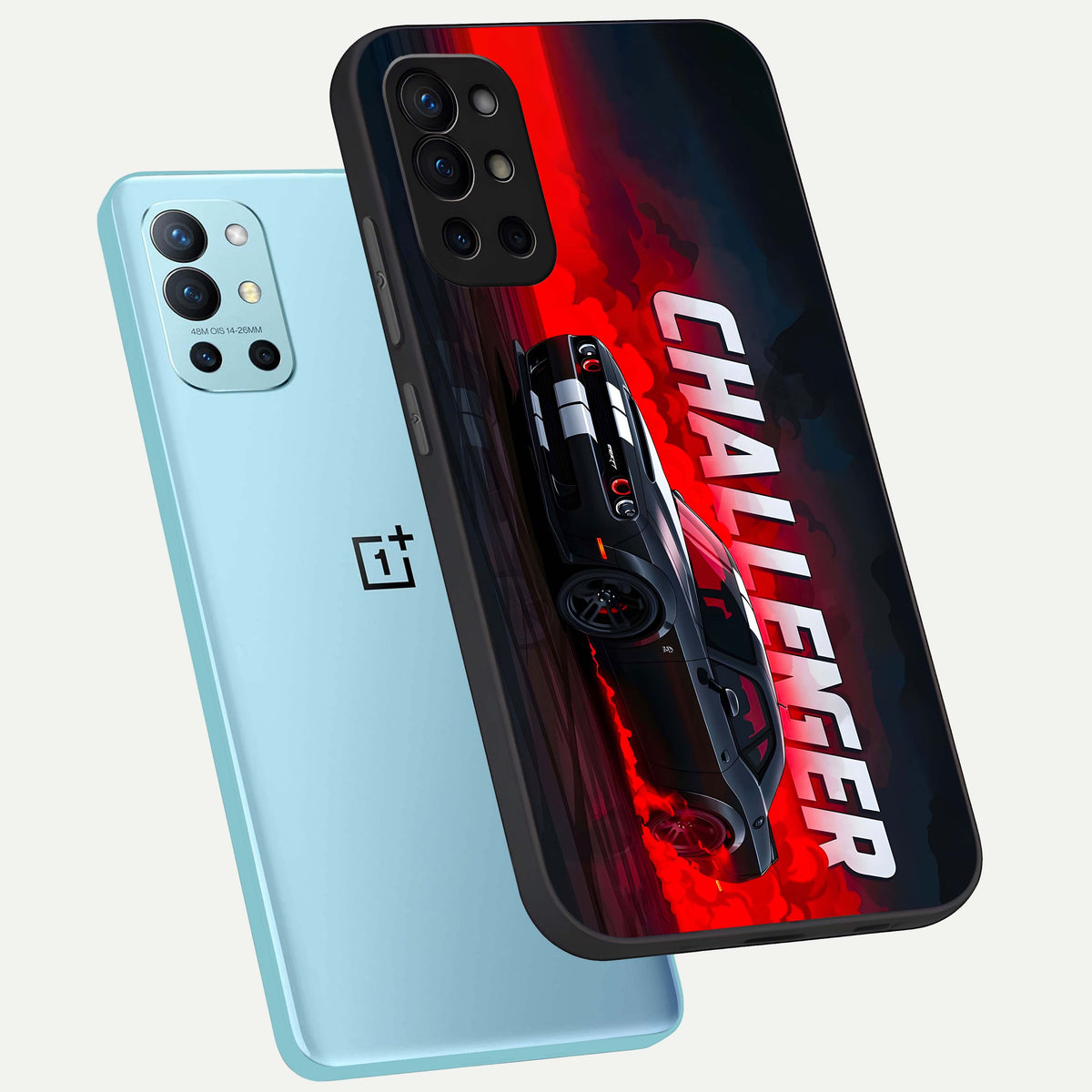 Crimson Challenger Fury phone case For OnePlus 9R showing premium glass back cover with detailed artwork