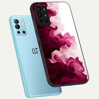  Crimson Wave Flow phone case For OnePlus 9R showing premium glass back cover with detailed artwork