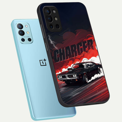  Dark Charger Fury phone case For OnePlus 9R showing premium glass back cover with detailed artwork