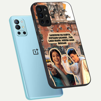  Desi Retro Vibes phone case For OnePlus 9R showing premium glass back cover with detailed artwork