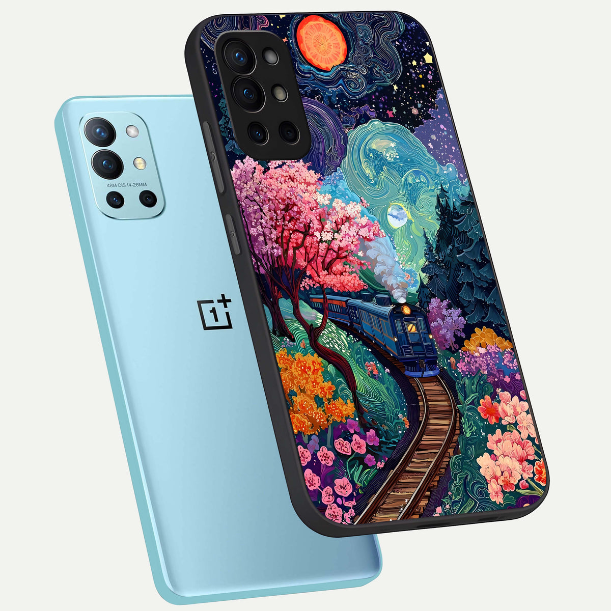  Digital Art phone case For OnePlus 9R showing premium glass back cover with detailed artwork