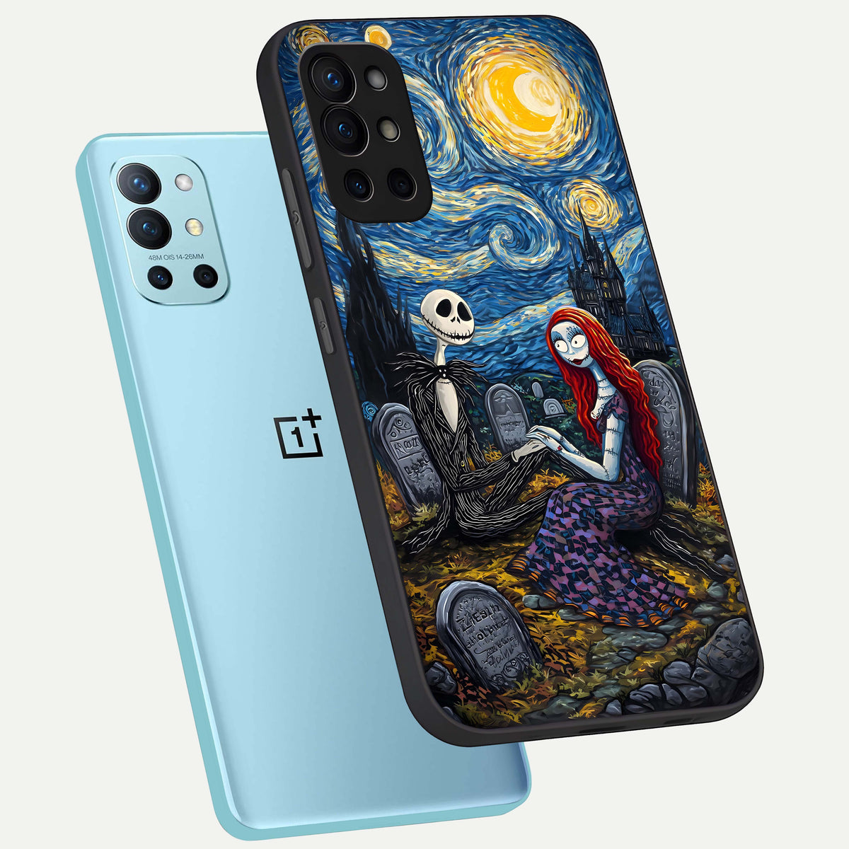  Eternal Night Love phone case For OnePlus 9R showing premium glass back cover with detailed artwork
