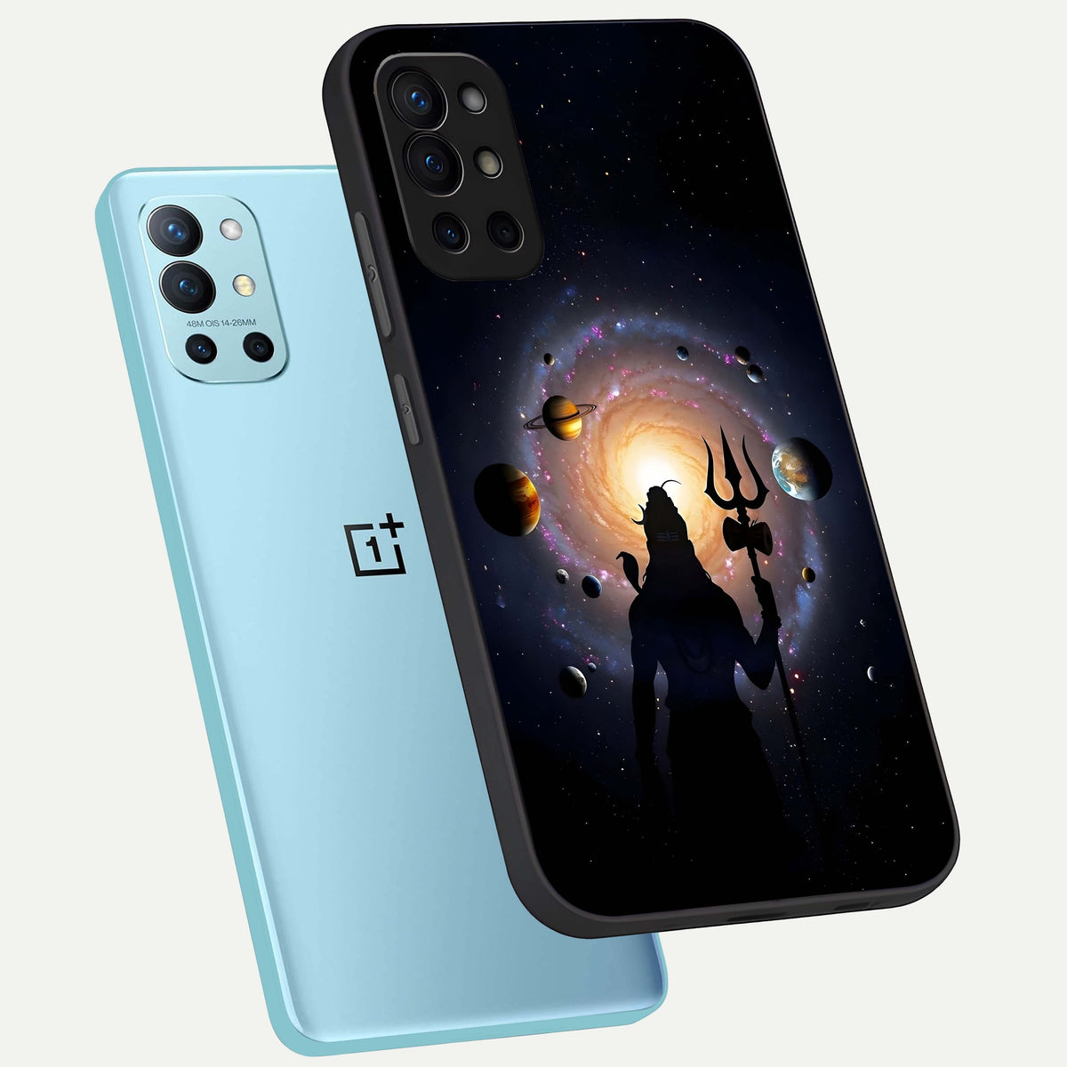  Galactic Shiva Vision phone case For OnePlus 9R showing premium glass back cover with detailed artwork