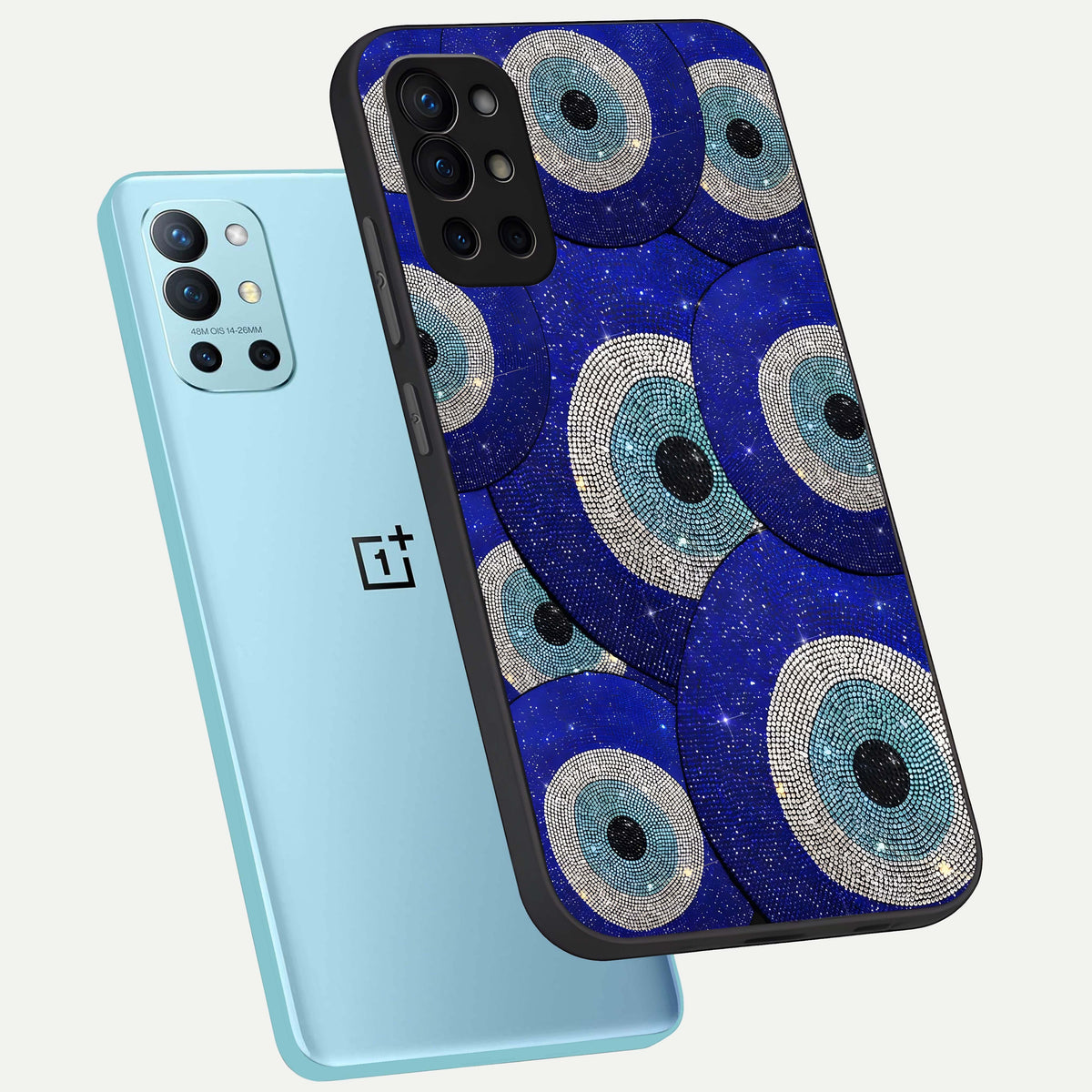  Galaxy Eye Flow phone case For OnePlus 9R showing premium glass back cover with detailed artwork