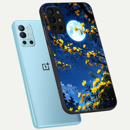  Golden Night Glow phone case For OnePlus 9R showing premium glass back cover with detailed artwork