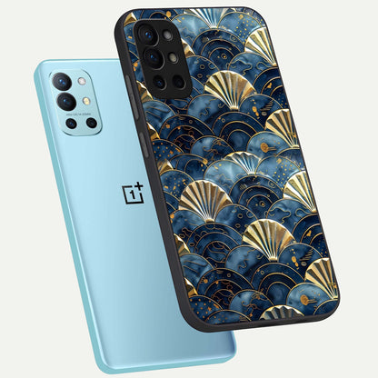  Golden Wave Luxe phone case For OnePlus 9R showing premium glass back cover with detailed artwork