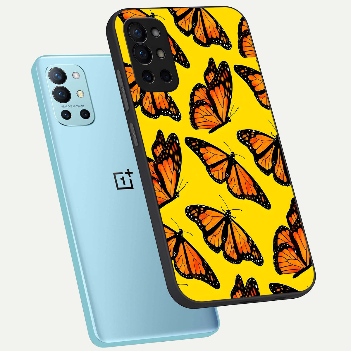  Golden Wing Flight phone case For OnePlus 9R showing premium glass back cover with detailed artwork