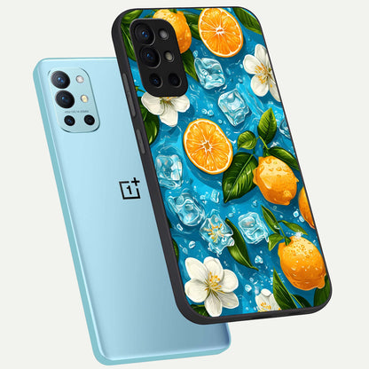  Ice Cube With Orange phone case For OnePlus 9R showing premium glass back cover with detailed artwork