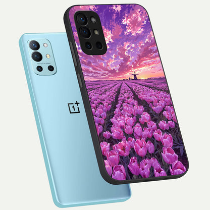  Lavender Dream Skies phone case For OnePlus 9R showing premium glass back cover with detailed artwork