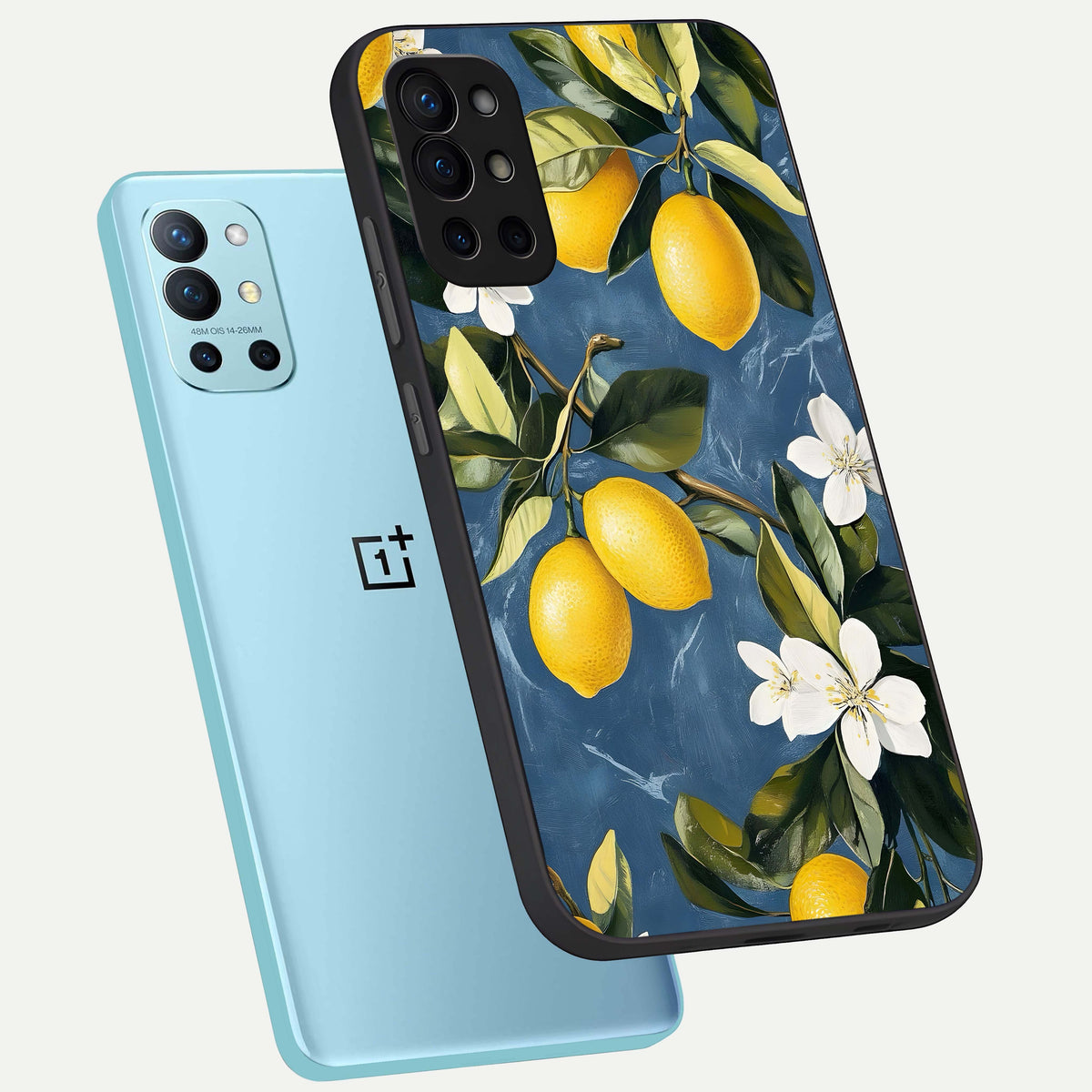  Lemon Dream Garden phone case For OnePlus 9R showing premium glass back cover with detailed artwork