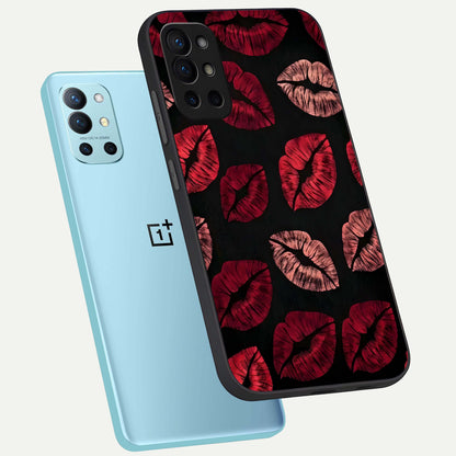 Midnight Kiss Love phone case For OnePlus 9R showing premium glass back cover with detailed artwork