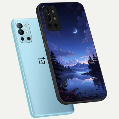 Midnight Lake Peace phone case For OnePlus 9R showing premium glass back cover with detailed artwork