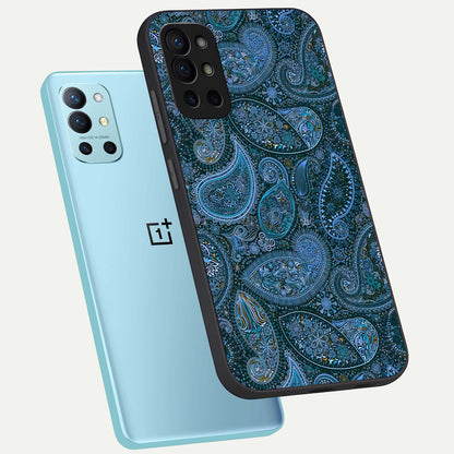  Midnight Paisley Glow phone case For OnePlus 9R showing premium glass back cover with detailed artwork