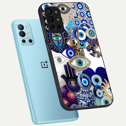  Mystic Charm Eye phone case For OnePlus 9R showing premium glass back cover with detailed artwork