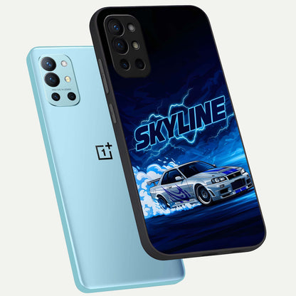 Neon Drift Beast phone case For OnePlus 9R showing premium glass back cover with detailed artwork