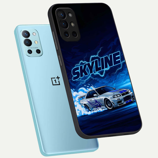  Neon Drift Beast phone case For OnePlus 9R showing premium glass back cover with detailed artwork