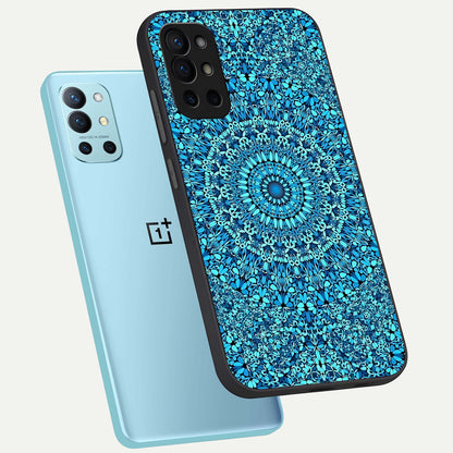  Ocean Bloom Mandala phone case For OnePlus 9R showing premium glass back cover with detailed artwork